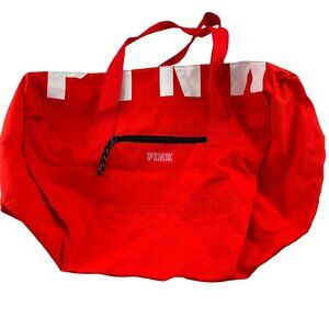 Pink Victorias Secret Red & White Duffle Gym Bag Large